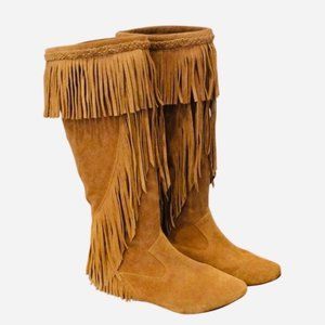 Sam Edelman Utah Suede Fringe Boots Size 9